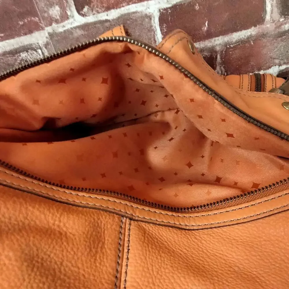 Fossil Long Live Vintage 1954 Orange Leather Explorer Foldover Crossbody Bag - Picture 3 of 11